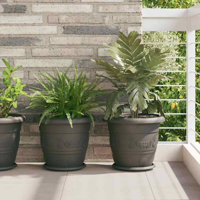 Pot à fleurs rond 6 pcs Noir Ø 34 x 28 cm Plastique 514376514376
