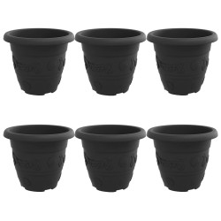 Pot à fleurs rond 6 pcs Noir Ø 26 x 21,5 cm Plastique 514377514377