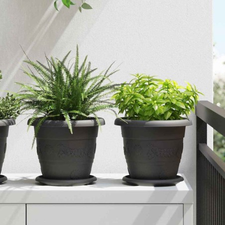Pot à fleurs rond 6 pcs Noir Ø 22 x 18 cm Plastique 514379514379