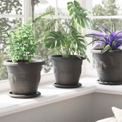 Pot à fleurs rond 6 pcs Noir Ø 22 x 18 cm Plastique 514379514379