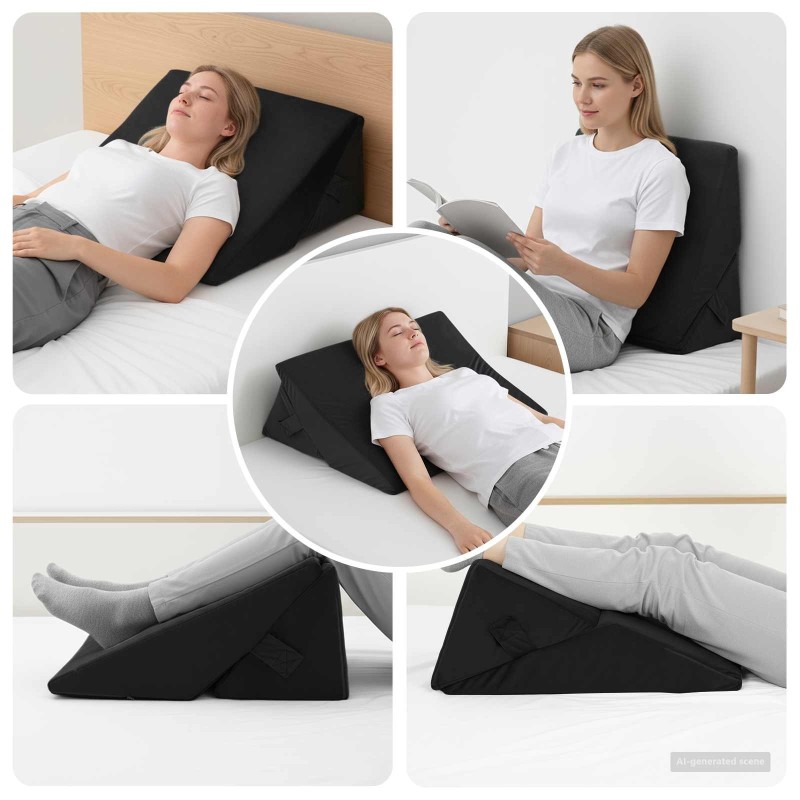 Coussin en coin Noir 55 x 55 x 26 cm Mousse à mémoire de forme 514408514408