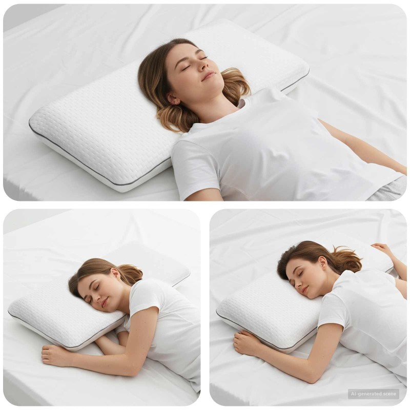 Coussin de sommeil Uni Blanc 70 x 40 x 14 cm Mousse de Gel 514461514461