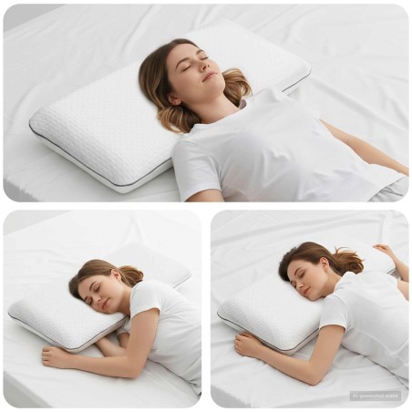 Coussin de sommeil Uni Blanc 70 x 40 x 14 cm Mousse de Gel 514461514461