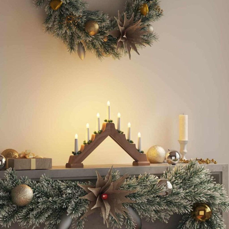 Pont de bougie de Noël Marron 39.5 x 5 x 29 cm Pin massif 514476514476