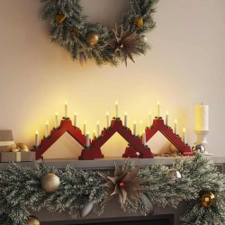 Pont de bougie de Noël 3 pcs Rouge 39.5 x 5 x 29 cm Pin massif 514479514479