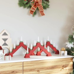 Pont de bougie de Noël 3 pcs Rouge 39.5 x 5 x 29 cm Pin massif 514479514479