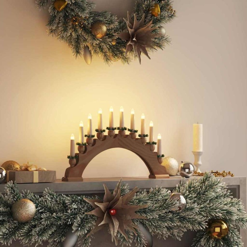 Arche de Bougies de Noël avec 10 Bougies LED Marron 514480514480