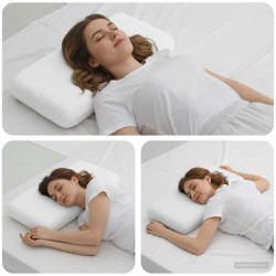 Coussin de sommeil Uni Blanc 70 x 36 x 6,5 cm 514545514545