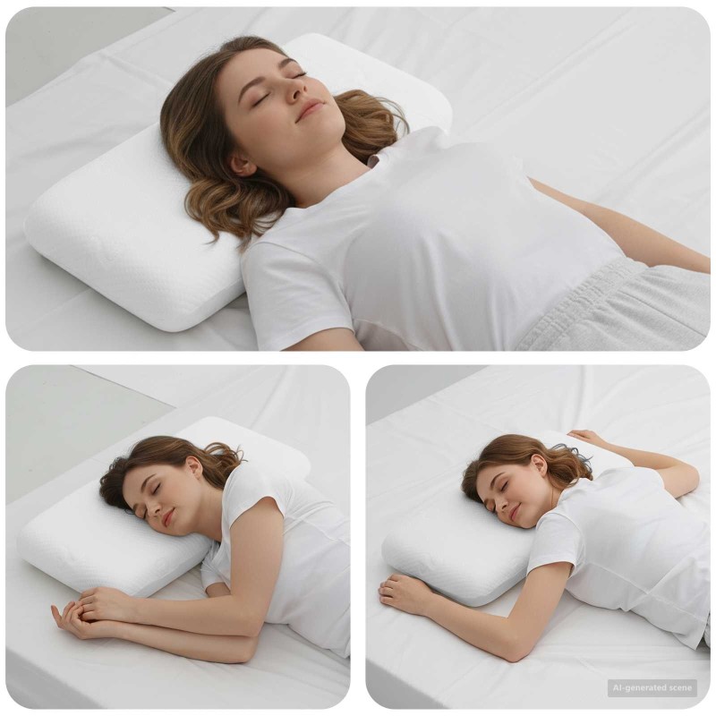 Coussin de sommeil Uni Blanc 70 x 36 x 11,5 cm 514548514548