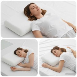 Coussin de sommeil Uni Blanc 74 x 39 x 13 cm 514552514552