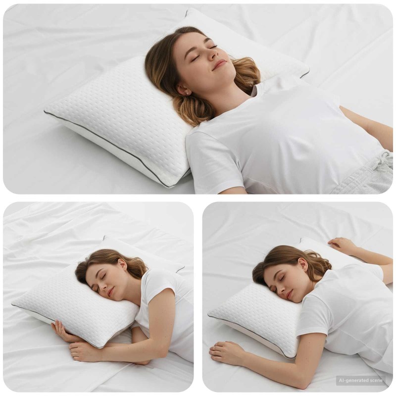 Oreiller Shread Blanc 70 x 50 x 18 cm Mousse à mémoire de forme 514553514553