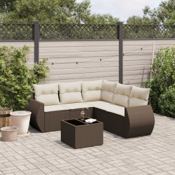 Salon de jardin avec coussins 6 pcs marron résine tressée 514620514620