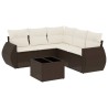 Salon de jardin avec coussins 6 pcs marron résine tressée 514620514620