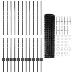 Clôture avec poteau Gris 1,2 x 25 m Acier et PVC 514648514648