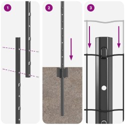 Clôture avec poteau Gris 1,2 x 25 m Acier 514675514675