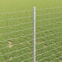 Clôture avec poteau Argenté 1 x 10 m Acier 514685514685