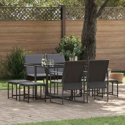 Ensemble de salle à manger pour jardin 9 pcs Noir Acier 514728514728