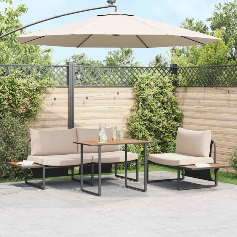 Ensemble de salle à manger pour jardin 3 pcs Taupe Acier 514729514729