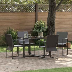 Ensemble de salle à manger pour jardin 5 pcs Noir Acier 514730514730