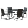 Ensemble de salle à manger pour jardin 5 pcs Noir Acier 514730514730