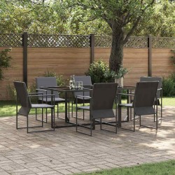 Ensemble de salle à manger pour jardin 7 pcs Noir Acier 514731514731