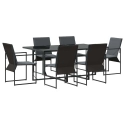 Ensemble de salle à manger pour jardin 7 pcs Noir Acier 514731514731