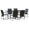 Ensemble de salle à manger pour jardin 7 pcs Noir Acier 514731514731