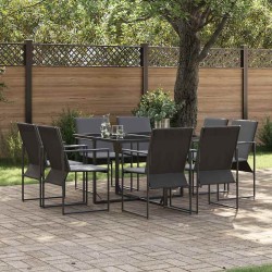 Ensemble de salle à manger pour jardin 9 pcs Noir Acier 514732514732