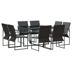 Ensemble de salle à manger pour jardin 9 pcs Noir Acier 514732514732