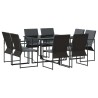 Ensemble de salle à manger pour jardin 9 pcs Noir Acier 514732514732