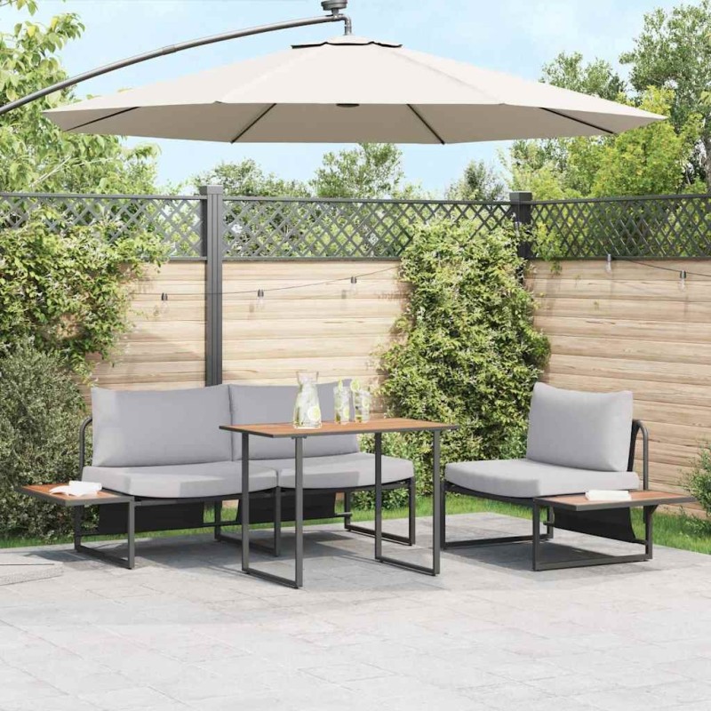 Ensemble de salle à manger pour jardin 3 pcs Gris clair Acier 514735514735