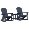Ensemble de salon de jardin 3 pcs Bleu marine HDPE 514736514736