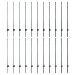 Poteau de clôture. 22 pcs Vert 160 cm Acier 514746514746