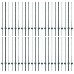 Poteau de clôture. 44 pcs Vert 140 cm Acier 514747514747