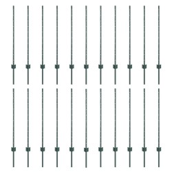 Poteau de clôture. 22 pcs Vert 140 cm Acier 514748514748