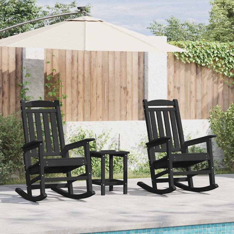 Chaise à bascule 3 pcs Noir Polyéthylène 514752514752