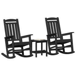 Chaise à bascule 3 pcs Noir Polyéthylène 514752514752