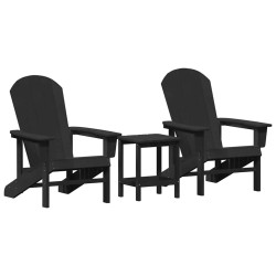 Chaise de jardin 3 pcs Noir Polyéthylène 514758514758