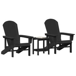 Chaise de jardin 3 pcs Noir Polyéthylène 514758514758