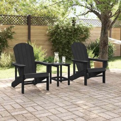 Chaise de jardin 3 pcs Noir Polyéthylène 514758514758
