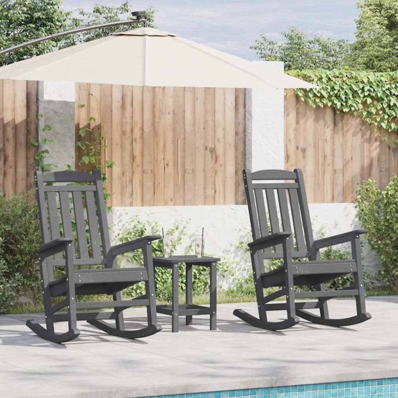 Chaise à bascule 3 pcs Gris clair Polyéthylène 514764514764