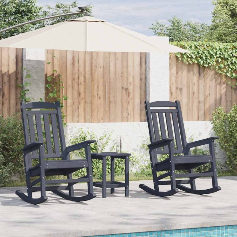 Chaise à bascule 3 pcs Bleu marine Polyéthylène 514766514766