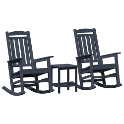Chaise à bascule 3 pcs Bleu marine Polyéthylène 514766514766