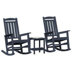 Chaise à bascule 3 pcs Bleu marine Polyéthylène 514766514766