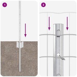 Clôture avec poteau Argenté 0,8 x 10 m Acier 514789514789