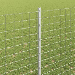 Clôture avec poteau Argenté 1,4 x 10 m Acier 514796514796