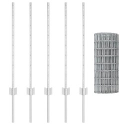 Clôture avec poteau Argenté 0,8 x 10 m Acier 514800514800