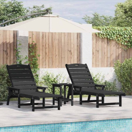 Transat 2 pcs Noir 195,5 x 53 x 98,5 cm Polyéthylène 514810514810