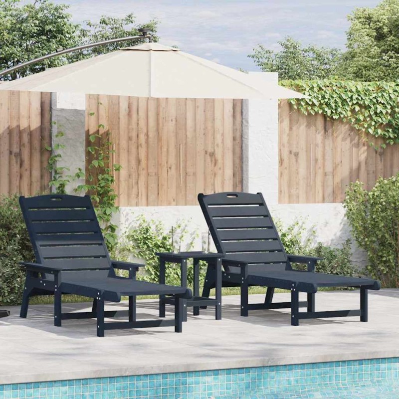 Transat 2 pcs Bleu marine 195,5 x 53 x 98,5 cm Polyéthylène 514811514811