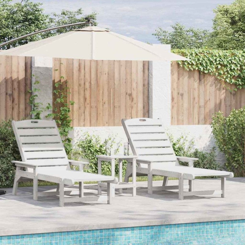 Transat 2 pcs Blanc 195,5 x 53 x 98,5 cm Polyéthylène 514812514812